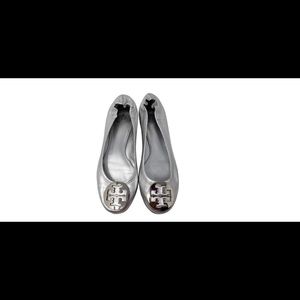 WORN ONCE -Silver Tory Burch ballet flats
